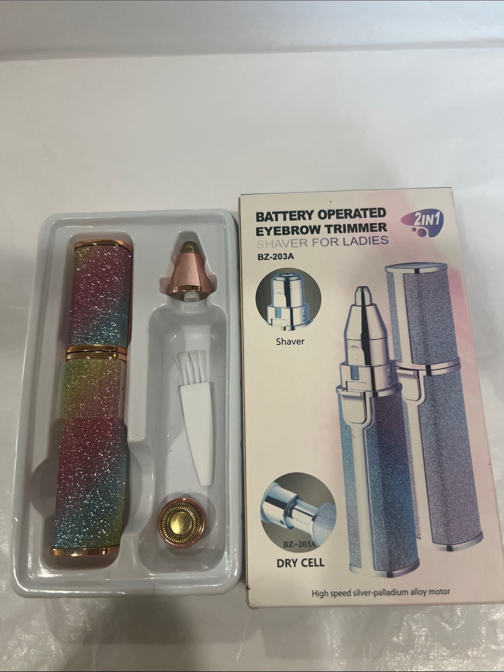 Battery Operated Eyebrow Trimmer, shaver for Ladies - Glitter Multicolor
